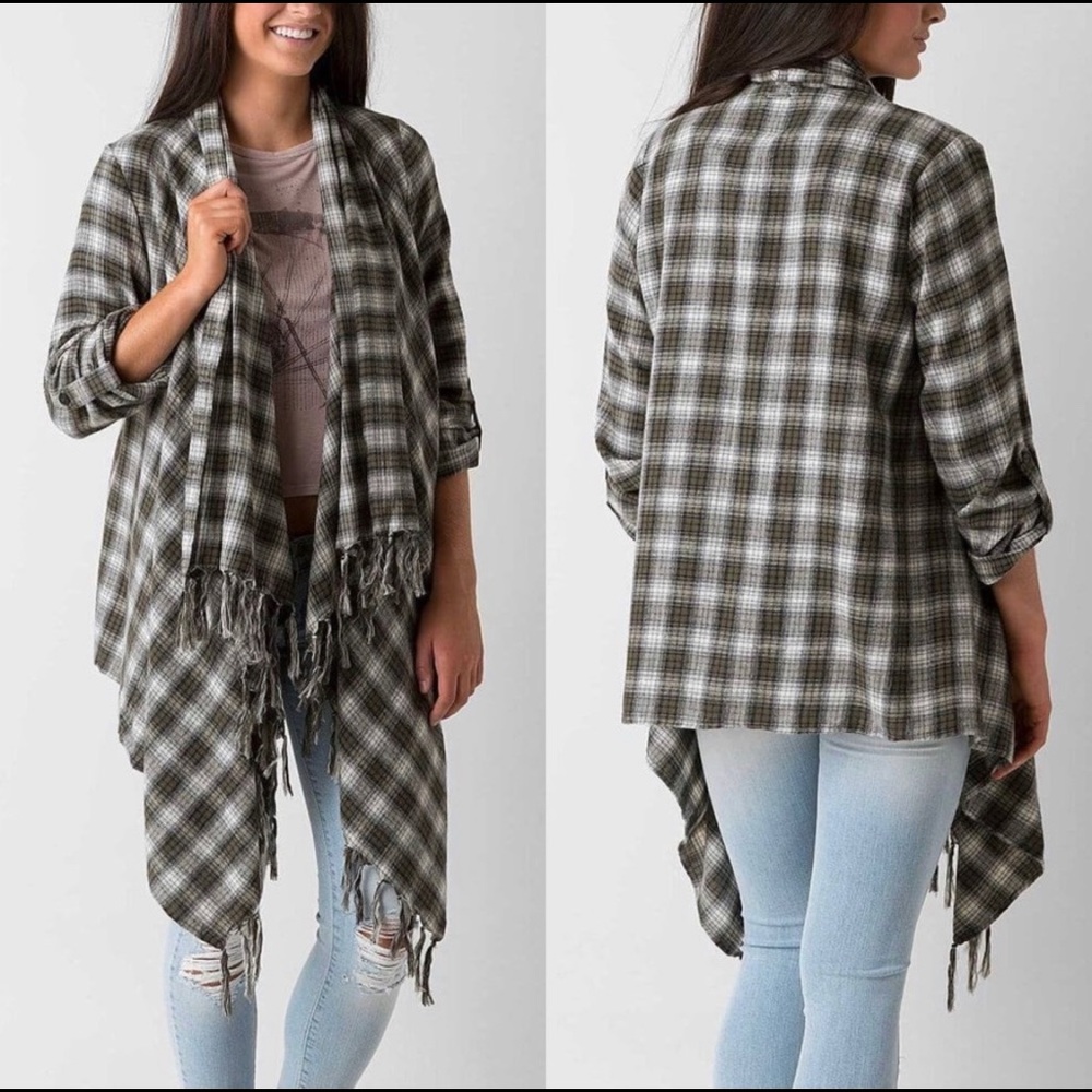 Billabong Plaid Flannel Live It Up Cardigan